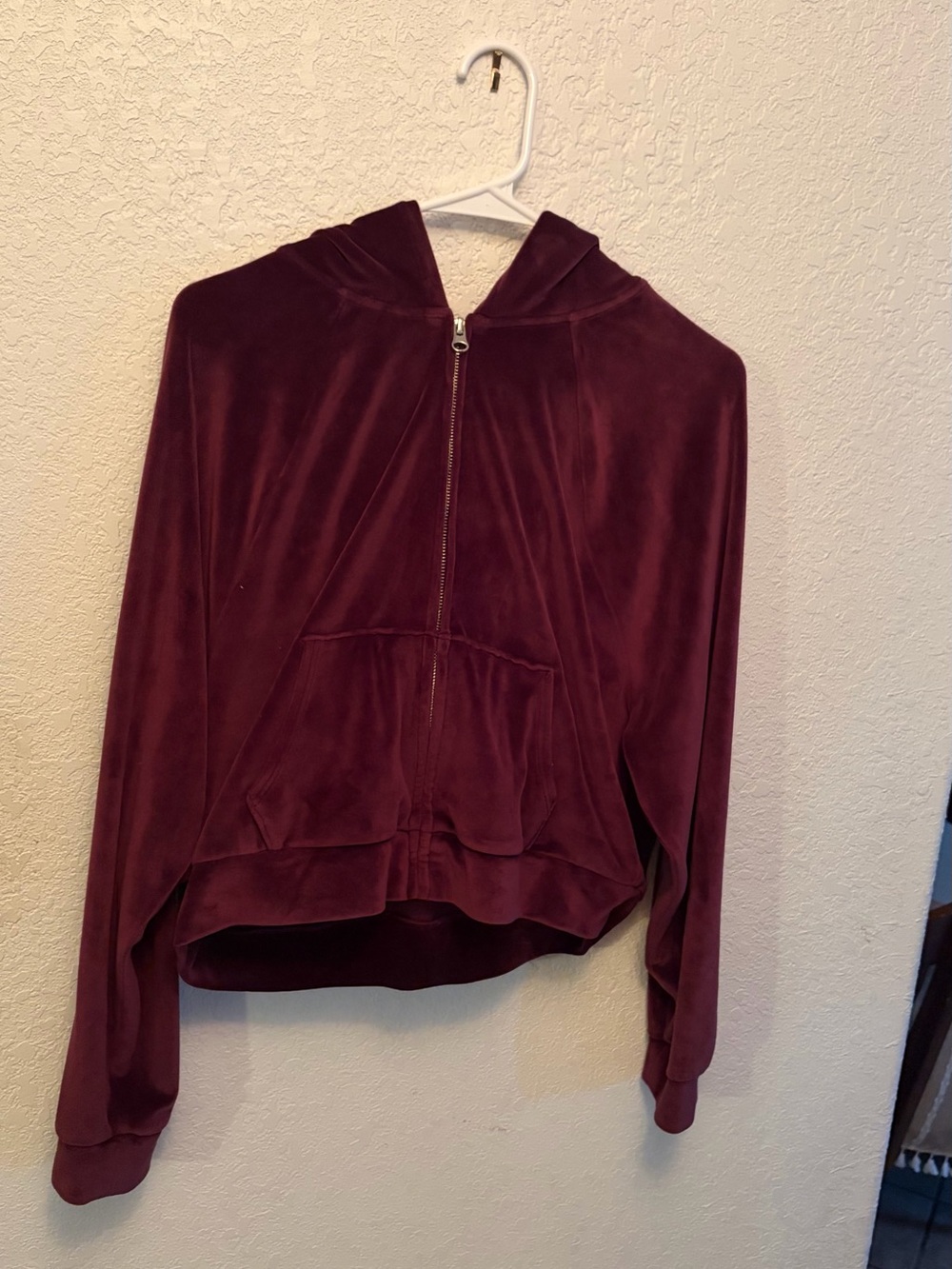 Victoria's Secret Velvet Zip-Up Hoodie in Wine
